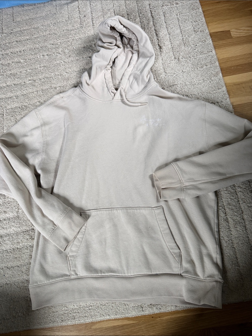 Abercrombie & Fitch Cream Drawstring Hooded Pullover